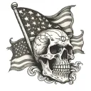 American weathered flag with evil skull tattoo design idea