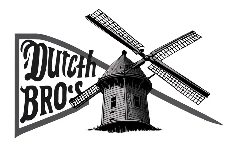 dutch bros windmill tower tattoo design idea