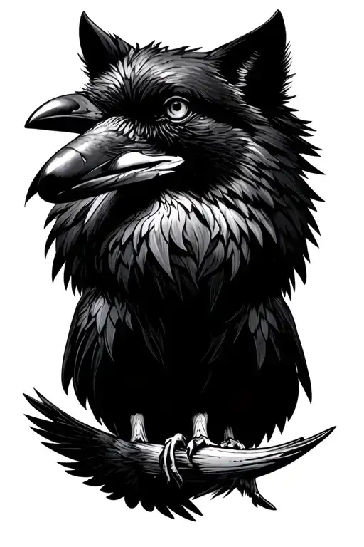 Raven and Fox saying goodbye tattoo design idea