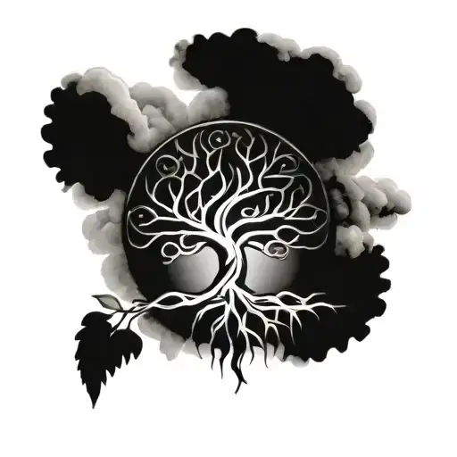 Buddhist tree of life tattoo design idea