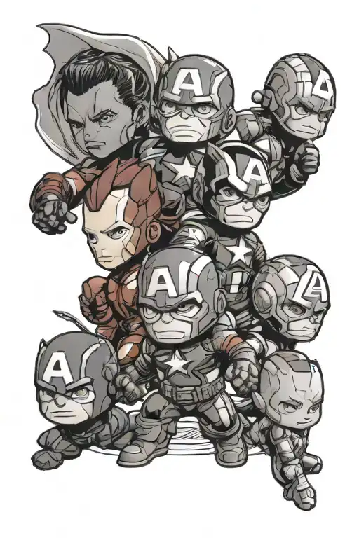 marvel avengers as babies tattoo design idea