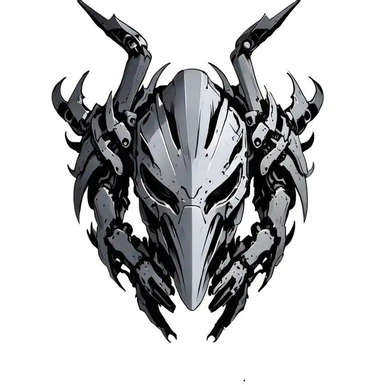 myan bio mech armor adorned tattoo design idea