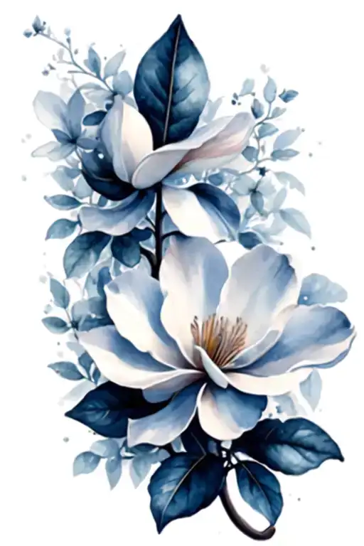fluer de lis design incorporating elements of white magnolia, Pisces, and crown  tattoo design idea