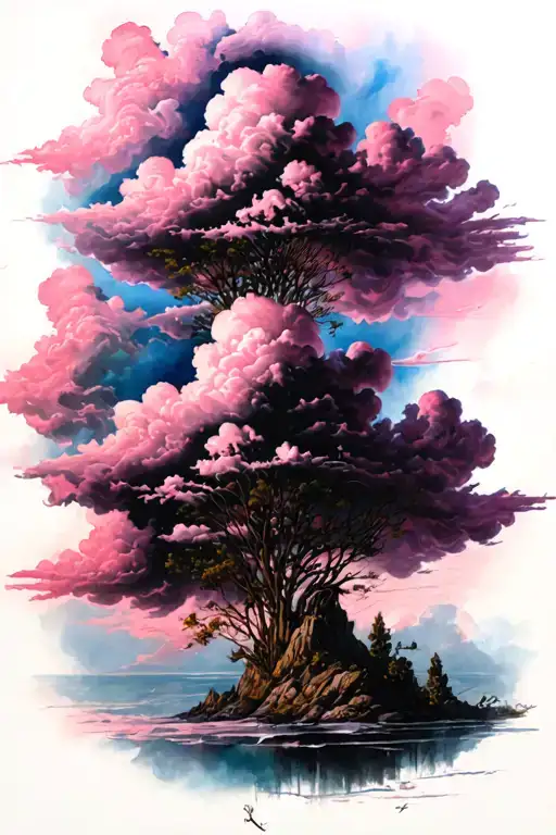 pink clouds tattoo design idea