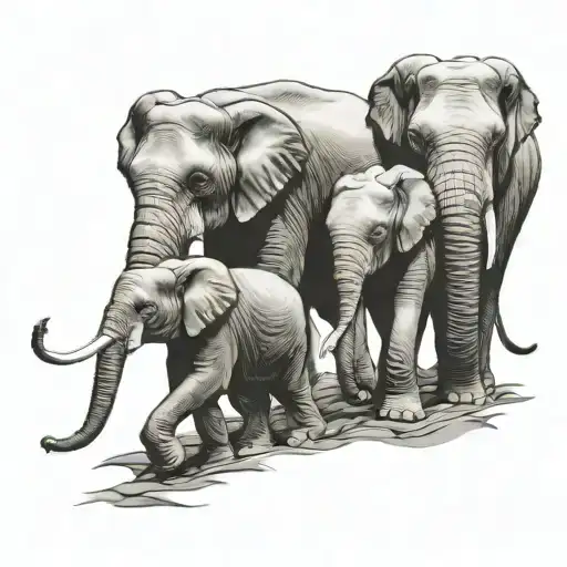 three elephants walking together symbolizing the client's tattoo design idea