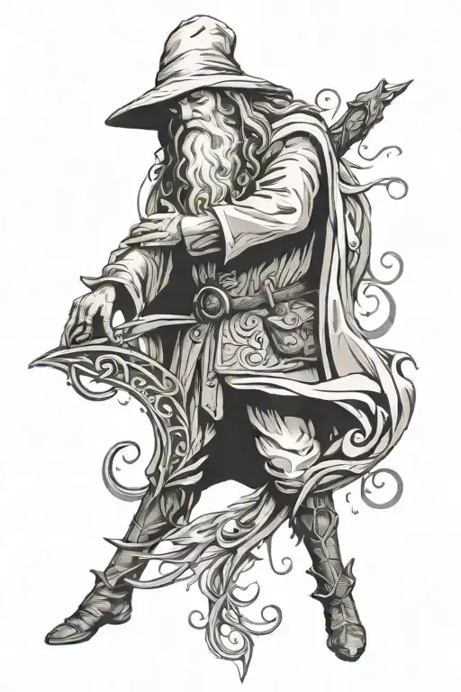 gandalf letter g elven tattoo design idea