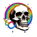 Skull with rainbow and geometric with infinity tattoo design idea