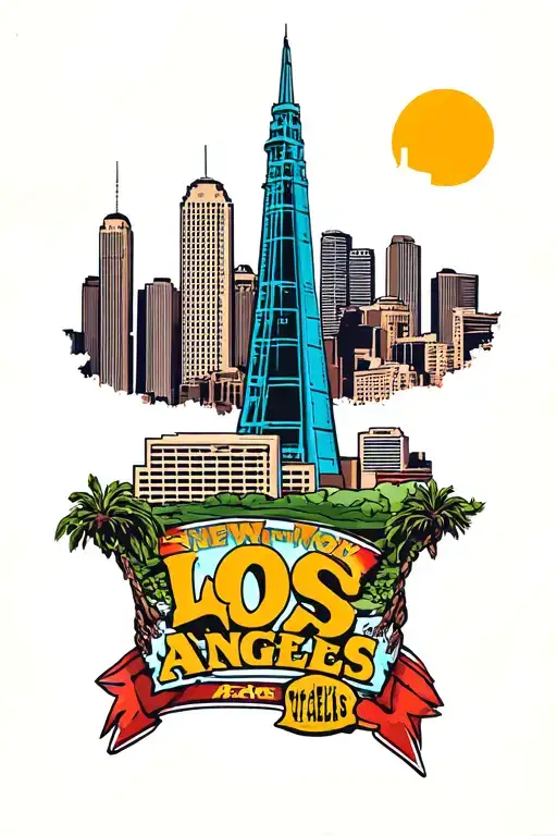 Los Angeles skyline tattoo design idea
