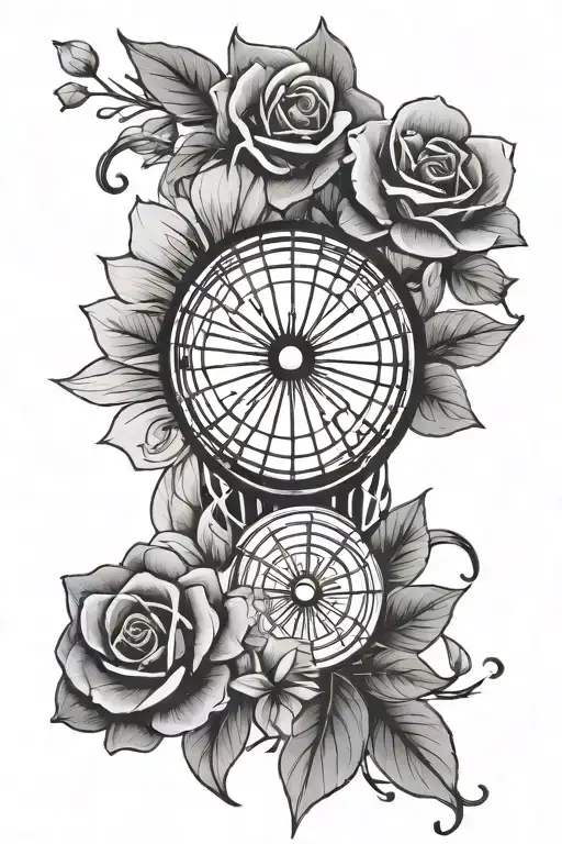 fan with flowers tattoo design idea