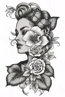 fan with flowers tattoo design idea