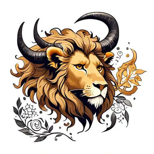 Leo lion, Virgo symbol, Taurus symbol, Virgo symbol tattoo design idea
