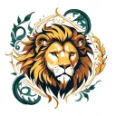 Leo lion, Virgo symbol, Taurus symbol, Virgo symbol tattoo design idea