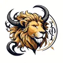 Leo lion, Virgo symbol, Taurus symbol, Virgo symbol tattoo design idea