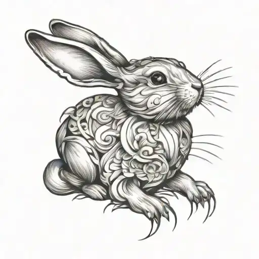 rosr bunny rabbit tattoo design idea