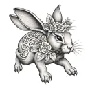 rosr bunny rabbit tattoo design idea
