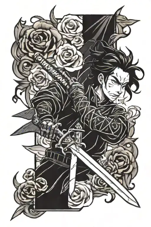 tanjiro demon slayer sword tattoo design idea