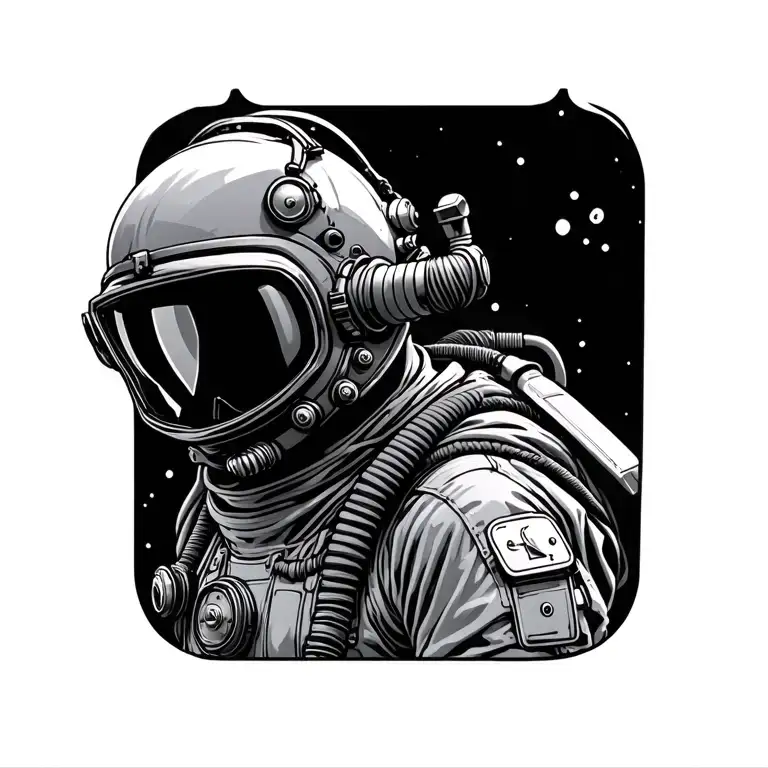 deep sea diver suit with helmet tattoo design idea