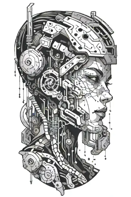 cyberpunk beautifull anime tattoo design idea