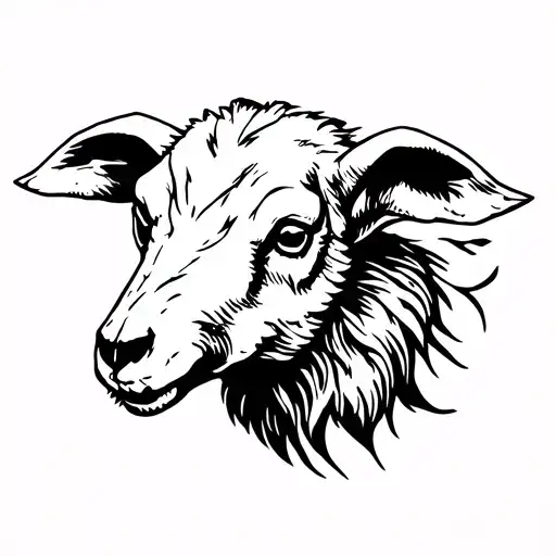 lamb head wearing a wolf skull tattoo design idea