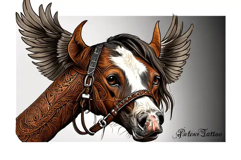 tooled leather with western tattoo design idea