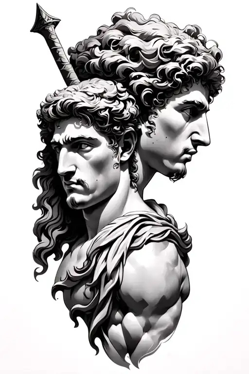 Castor And Pollux greek mythology tattoo design idea