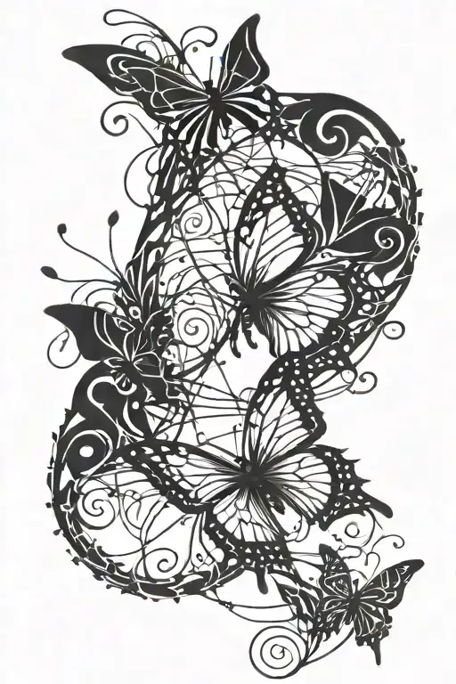 butterfly barbed wire tattoo design idea