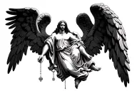 Jesus rosary angels tattoo design idea