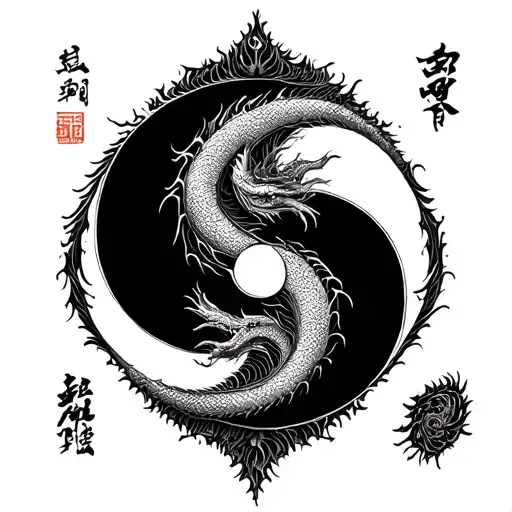 Dragon yin yang symbol tattoo design idea