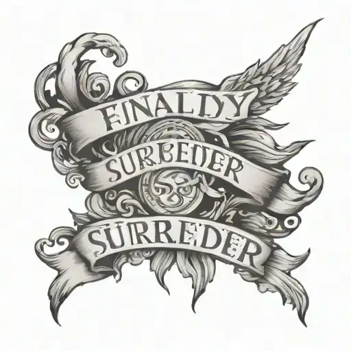 christian based tattoo using the phrase "finally i surrender"  tattoo design idea