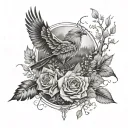 999 combined with nature tattoo design idea