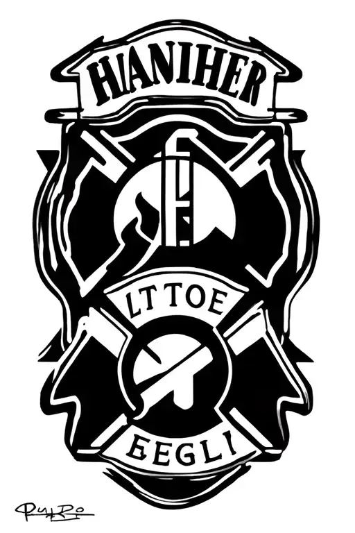 Firefighter and EMS symbols to represent tattoo design idea