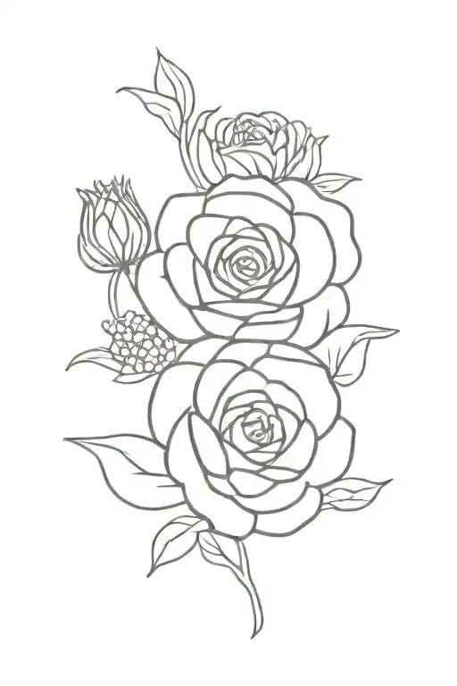 ranunculus and daisy flowers tattoo design idea