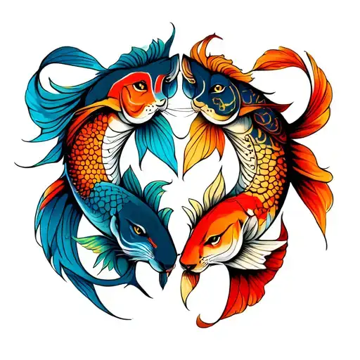 Pisces, Leo, Sagittarius family tattoo design idea
