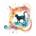 black cat surrounded by space surrounded tattoo design idea