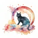 black cat surrounded by space surrounded tattoo design idea