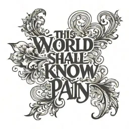 "This world shall know pain" in french with italic font tattoo design idea