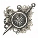 compass and anchor  tattoo design idea
