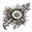 compass and anchor  tattoo design idea
