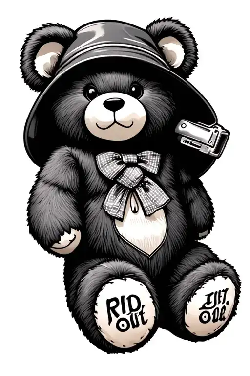 gangster tattooed teddy bear tattoo design idea