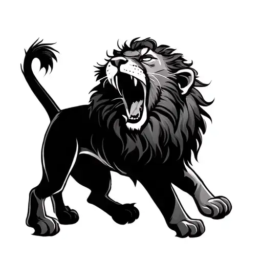 Lion With an angry cub howling tattoo design idea