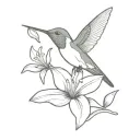 hummingbird and lily flower tattoo design idea