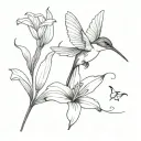 hummingbird and lily flower tattoo design idea