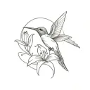 hummingbird and lily flower tattoo design idea