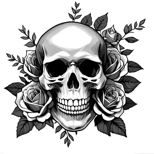 skull and roses wrapped linsey tattoo design idea