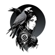 aloy with simple mech bird on shoulder tattoo design idea