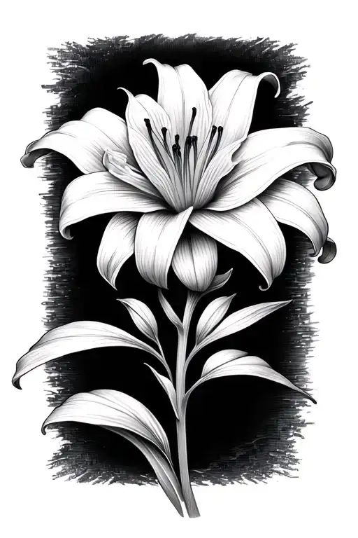 a delicate daylily flower with a sound waveform as the stem tattoo design idea