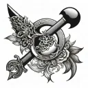 crescent moon with ma kalis sword piercing through it or hovering above it tattoo tattoo design idea