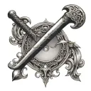 crescent moon with ma kalis sword piercing through it or hovering above it tattoo tattoo design idea