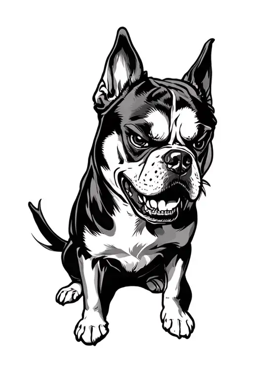 a angry dog and gangsters tattoo design idea