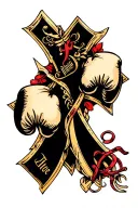 Cross of Vendée and boxing gloves tattoo design idea